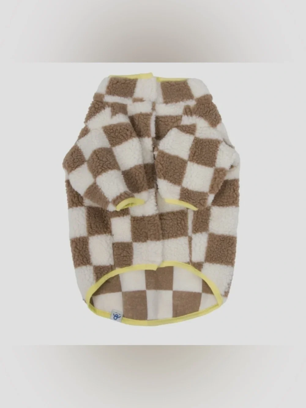 NEW-Medium Cozy Checkered Brown & White Sherpa Dog Jacket -